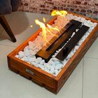 Lareira Ecológica Portátil Com Pedras Brancas | Fuji